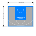 93M2/865X1078CM SZARO-BŁĘKITNE BOISKO DO KOSZYKÓWKI SPEEDSPORT HEXA POWER PRO