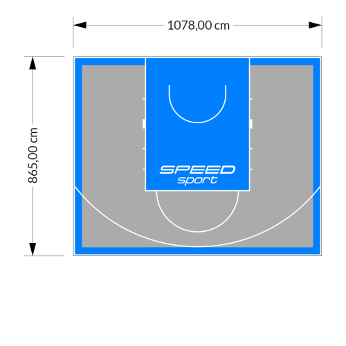 93M2/865X1078CM SZARO-BŁĘKITNE BOISKO DO KOSZYKÓWKI SPEEDSPORT HEXA POWER PRO