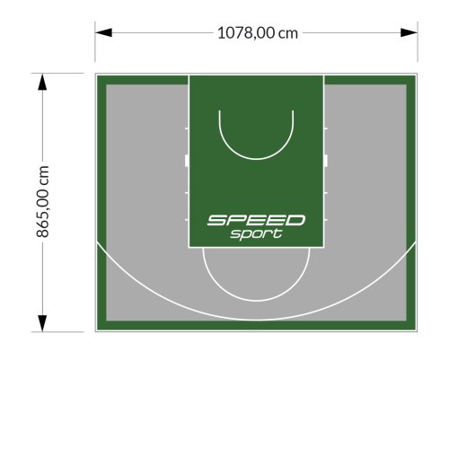 93M2/865X1078CM SZARO-ZIELONE BOISKO DO KOSZYKÓWKI SPEEDSPORT HEXA POWER PRO
