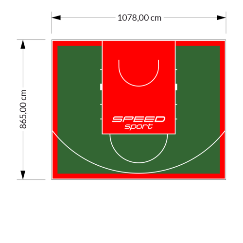 93M2/865X1078CM ZIELONO-CZERWONE BOISKO DO KOSZYKÓWKI SPEEDSPORT HEXA POWER PRO