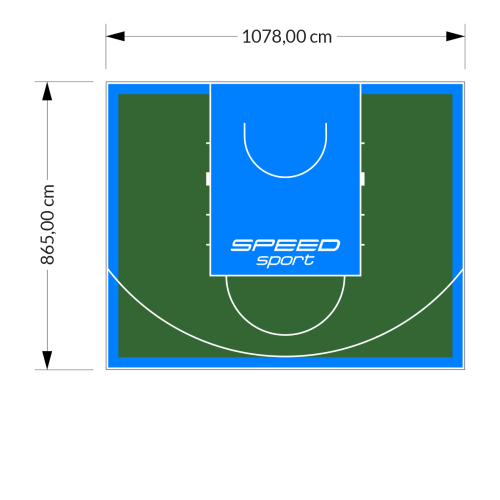 93M2/865X1078CM ZIELONO-BŁĘKITNE BOISKO DO KOSZYKÓWKI SPEEDSPORT HEXA POWER PRO