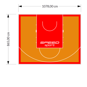 93M2/865X1078CM POMARAŃCZOWO-CZERWONE BOISKO DO KOSZYKÓWKI SPEEDSPORT HEXA POWER PRO