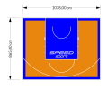 93M2/865X1078CM POMARAŃCZOWO-NIEBIESKIE BOISKO DO KOSZYKÓWKI SPEEDSPORT HEXA POWER PRO