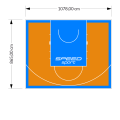 93M2/865X1078CM POMARAŃCZOWO-BŁĘKITNE BOISKO DO KOSZYKÓWKI SPEEDSPORT HEXA POWER PRO