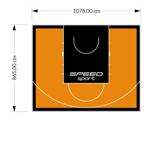 93M2/865X1078CM POMARAŃCZOWO-CZARNE BOISKO DO KOSZYKÓWKI SPEEDSPORT HEXA POWER PRO