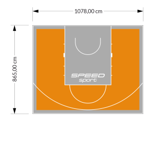 93M2/865X1078CM POMARAŃCZOWO-SZARE BOISKO DO KOSZYKÓWKI SPEEDSPORT HEXA POWER PRO