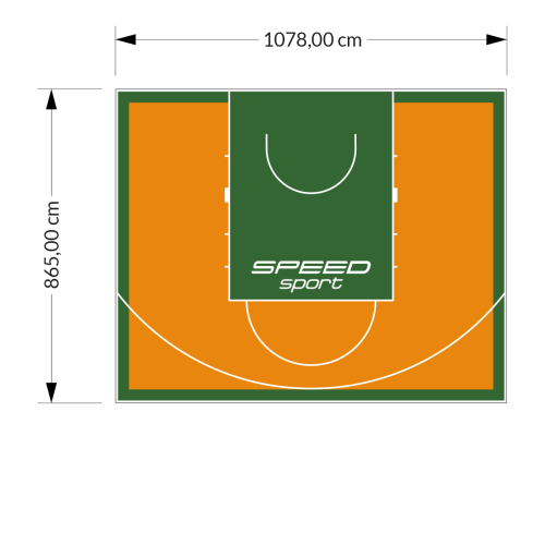 93M2/865X1078CM POMARAŃCZOWO-ZIELONE BOISKO DO KOSZYKÓWKI SPEEDSPORT HEXA POWER PRO