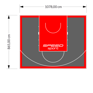 93M2/865X1078CM GRAFITOWO-CZERWONE BOISKO DO KOSZYKÓWKI SPEEDSPORT HEXA POWER PRO