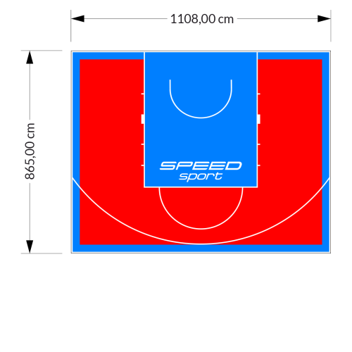 96M2/865X1108CM CZERWONO-BŁĘKITNE BOISKO DO KOSZYKÓWKI SPEEDSPORT HEXA POWER PRO