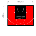 96M2/865X1108CM CZERWONO-CZARNE BOISKO DO KOSZYKÓWKI SPEEDSPORT HEXA POWER PRO