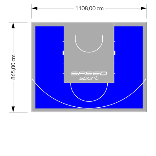 96M2/865X1108CM NIEBIESKO-SZARE BOISKO DO KOSZYKÓWKI SPEEDSPORT HEXA POWER PRO