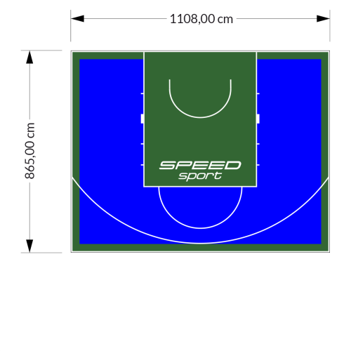96M2/865X1108CM NIEBIESKO-ZIELONE BOISKO DO KOSZYKÓWKI SPEEDSPORT HEXA POWER PRO