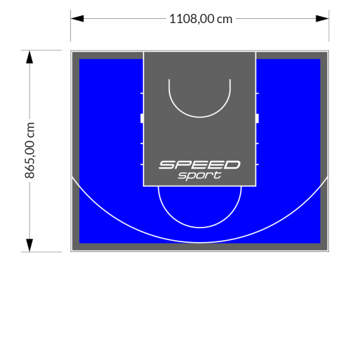 96M2/865X1108CM NIEBIESKO-GRAFITOWE BOISKO DO KOSZYKÓWKI SPEEDSPORT HEXA POWER PRO
