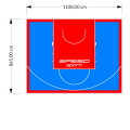 96M2/865X1108CM BŁĘKITNO-CZERWONE BOISKO DO KOSZYKÓWKI SPEEDSPORT HEXA POWER PRO