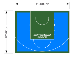 96M2/865X1108CM BŁĘKITNO-ZIELONE BOISKO DO KOSZYKÓWKI SPEEDSPORT HEXA POWER PRO