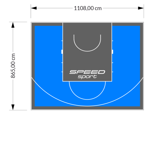 96M2/865X1108CM BŁĘKITNO-GRAFITOWE BOISKO DO KOSZYKÓWKI SPEEDSPORT HEXA POWER PRO
