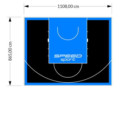 96M2/865X1108CM CZARNO-BŁĘKITNE BOISKO DO KOSZYKÓWKI SPEEDSPORT HEXA POWER PRO