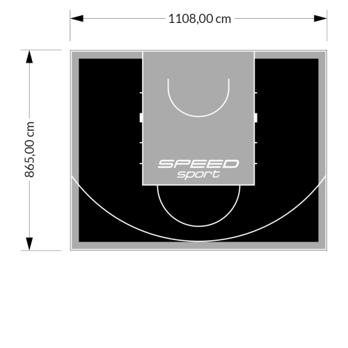 96M2/865X1108CM CZARNO-SZARE BOISKO DO KOSZYKÓWKI SPEEDSPORT HEXA POWER PRO