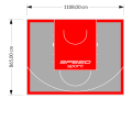 96M2/865X1108CM SZARO-CZERWONE BOISKO DO KOSZYKÓWKI SPEEDSPORT HEXA POWER PRO