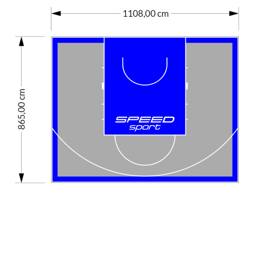 96M2/865X1108CM SZARO-NIEBIESKIE BOISKO DO KOSZYKÓWKI SPEEDSPORT HEXA POWER PRO