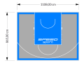 96M2/865X1108CM SZARO-BŁĘKITNE BOISKO DO KOSZYKÓWKI SPEEDSPORT HEXA POWER PRO