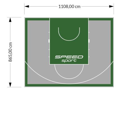 96M2/865X1108CM SZARO-ZIELONE BOISKO DO KOSZYKÓWKI SPEEDSPORT HEXA POWER PRO