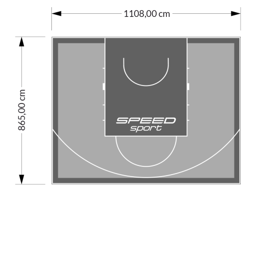 96M2/865X1108CM SZARO-GRAFITOWE BOISKO DO KOSZYKÓWKI SPEEDSPORT HEXA POWER PRO