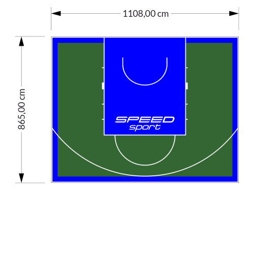 96M2/865X1108CM ZIELONO-NIEBIESKIE BOISKO DO KOSZYKÓWKI SPEEDSPORT HEXA POWER PRO