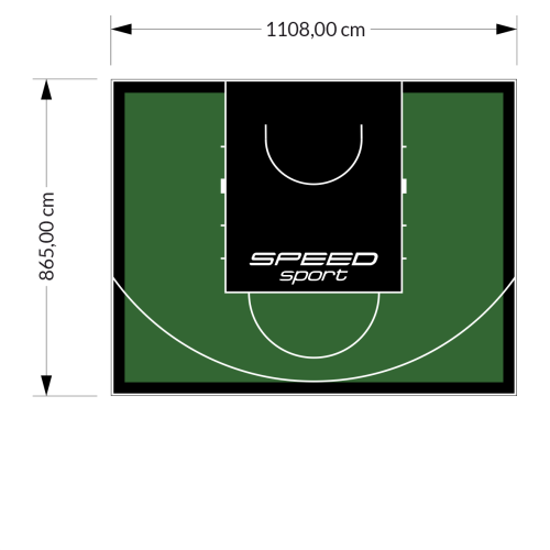 96M2/865X1108CM ZIELONO-CZARNE BOISKO DO KOSZYKÓWKI SPEEDSPORT HEXA POWER PRO