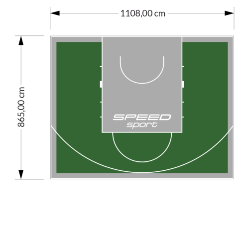 96M2/865X1108CM ZIELONO-SZARE BOISKO DO KOSZYKÓWKI SPEEDSPORT HEXA POWER PRO
