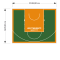 96M2/865X1108CM ZIELONO-POMARAŃCZOWE BOISKO DO KOSZYKÓWKI SPEEDSPORT HEXA POWER PRO