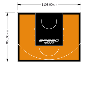 96M2/865X1108CM POMARAŃCZOWO-CZARNE BOISKO DO KOSZYKÓWKI SPEEDSPORT HEXA POWER PRO