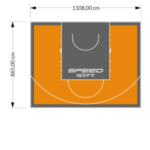 96M2/865X1108CM POMARAŃCZOWO-GRAFITOWE BOISKO DO KOSZYKÓWKI SPEEDSPORT HEXA POWER PRO