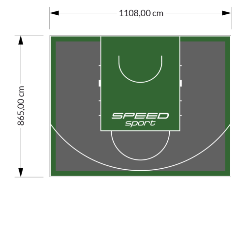 96M2/865X1108CM GRAFITOWO-ZIELONE BOISKO DO KOSZYKÓWKI SPEEDSPORT HEXA POWER PRO