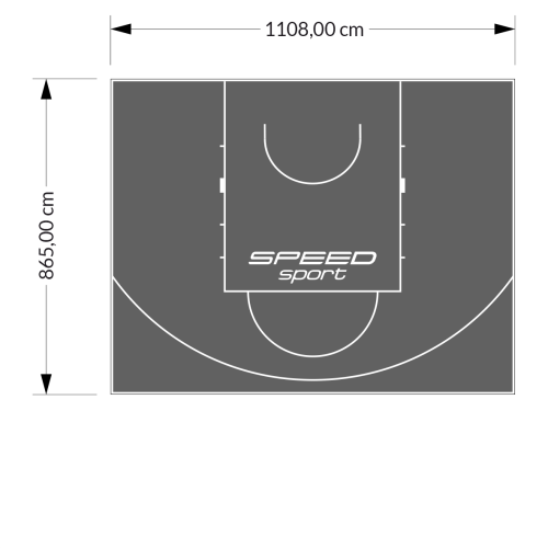96M2/865X1108CM GRAFITOWE BOISKO DO KOSZYKÓWKI SPEEDSPORT HEXA POWER PRO