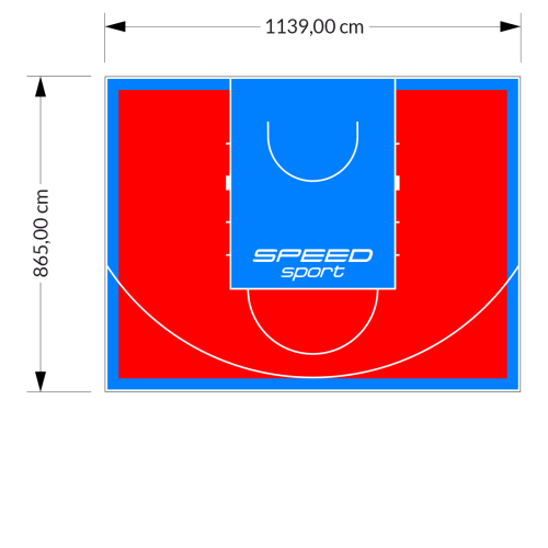 99M2/865X1139CM CZERWONO-BŁĘKITNE BOISKO DO KOSZYKÓWKI SPEEDSPORT HEXA POWER PRO