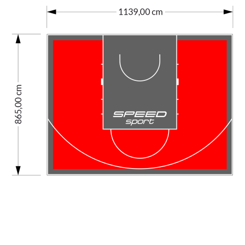 99M2/865X1139CM CZERWONO-GRAFITOWE BOISKO DO KOSZYKÓWKI SPEEDSPORT HEXA POWER PRO