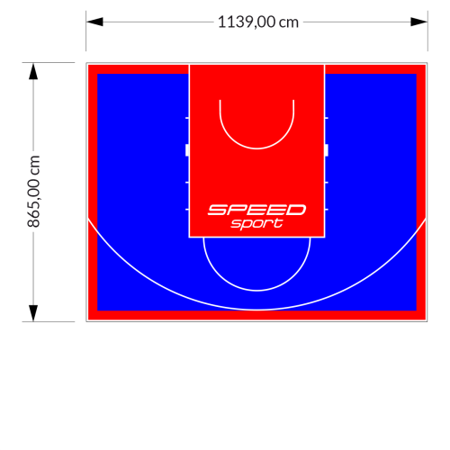 99M2/865X1139CM NIEBIESKO-CZERWONE BOISKO DO KOSZYKÓWKI SPEEDSPORT HEXA POWER PRO