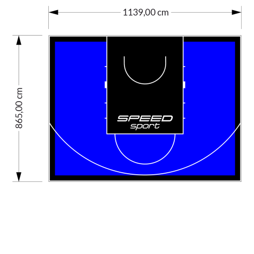99M2/865X1139CM NIEBIESKO-CZARNE BOISKO DO KOSZYKÓWKI SPEEDSPORT HEXA POWER PRO