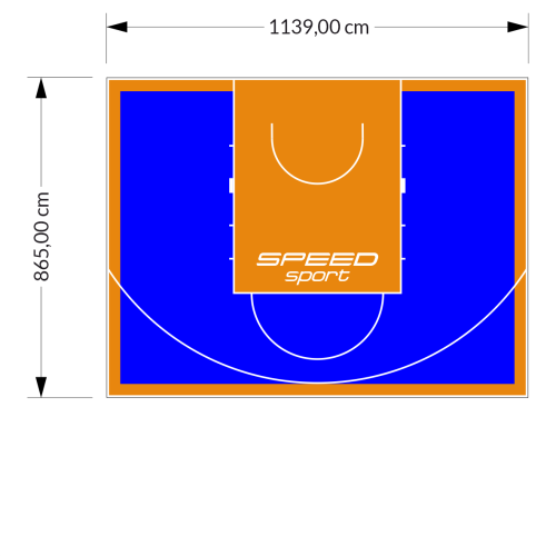 99M2/865X1139CM NIEBIESKO-POMARAŃCZOWE BOISKO DO KOSZYKÓWKI SPEEDSPORT HEXA POWER PRO