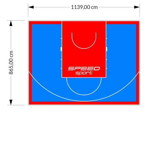 99M2/865X1139CM BŁĘKITNO-CZERWONE BOISKO DO KOSZYKÓWKI SPEEDSPORT HEXA POWER PRO