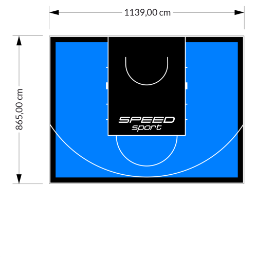 99M2/865X1139CM BŁĘKITNO-CZARNE BOISKO DO KOSZYKÓWKI SPEEDSPORT HEXA POWER PRO