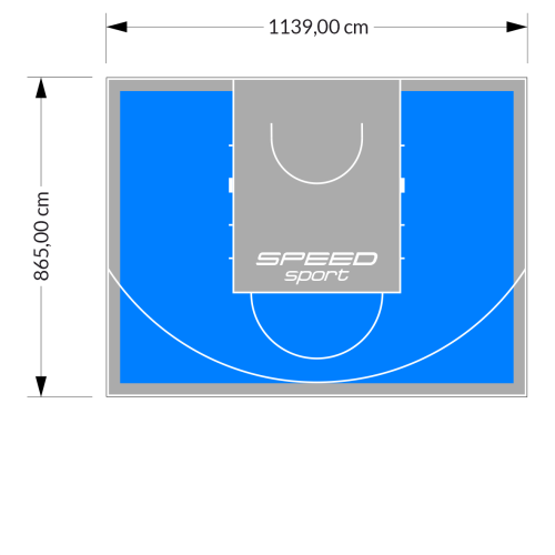 99M2/865X1139CM BŁĘKITNO-SZARE BOISKO DO KOSZYKÓWKI SPEEDSPORT HEXA POWER PRO