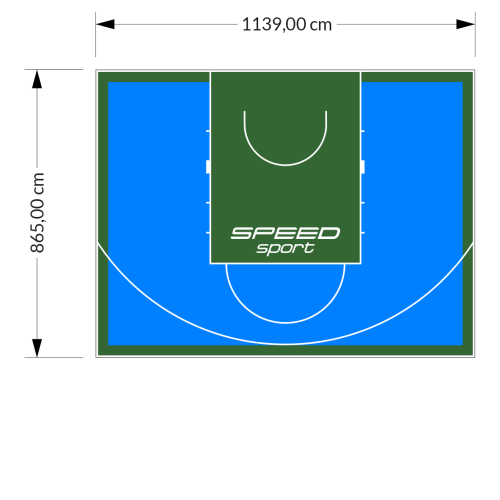 99M2/865X1139CM BŁĘKITNO-ZIELONE BOISKO DO KOSZYKÓWKI SPEEDSPORT HEXA POWER PRO