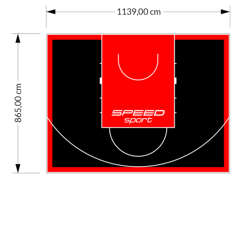99M2/865X1139CM CZARNO-CZERWONE BOISKO DO KOSZYKÓWKI SPEEDSPORT HEXA POWER PRO