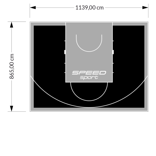 99M2/865X1139CM CZARNO-SZARE BOISKO DO KOSZYKÓWKI SPEEDSPORT HEXA POWER PRO
