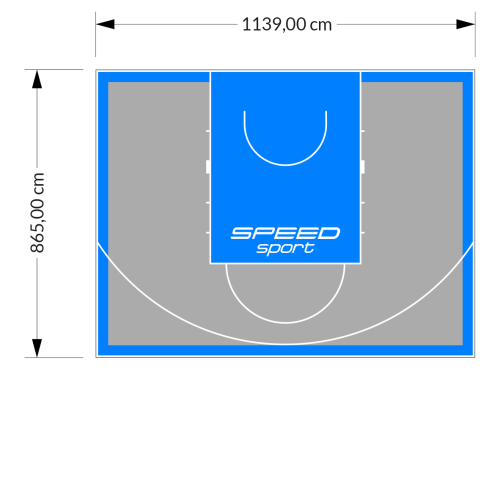 99M2/865X1139CM SZARO-BŁĘKITNE BOISKO DO KOSZYKÓWKI SPEEDSPORT HEXA POWER PRO