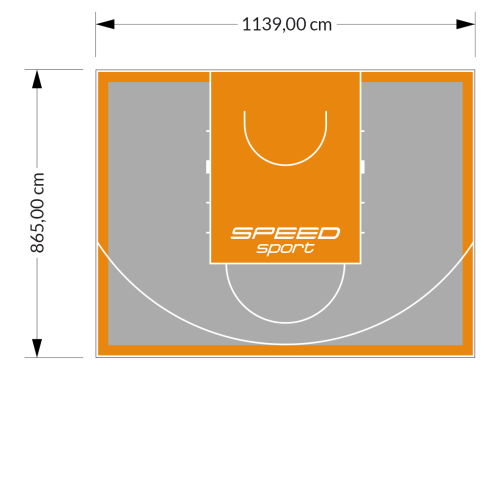 99M2/865X1139CM SZARO-POMARAŃCZOWE BOISKO DO KOSZYKÓWKI SPEEDSPORT HEXA POWER PRO