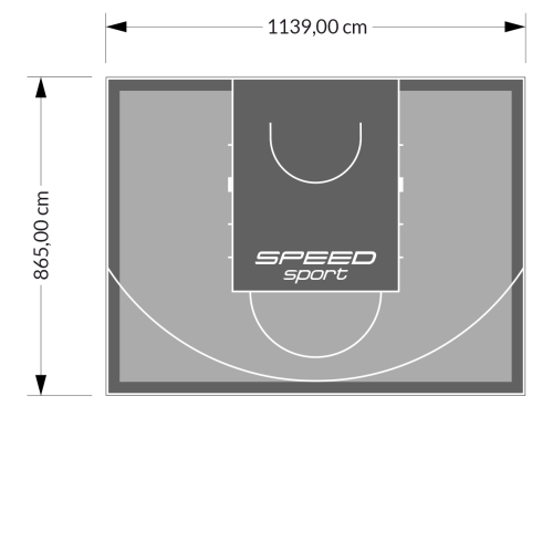 99M2/865X1139CM SZARO-GRAFITOWE BOISKO DO KOSZYKÓWKI SPEEDSPORT HEXA POWER PRO