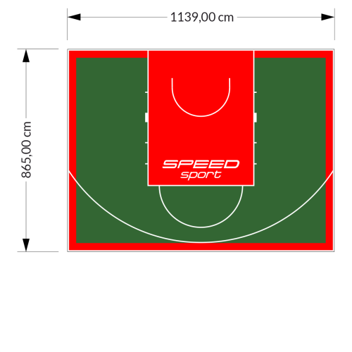 99M2/865X1139CM ZIELONO-CZERWONE BOISKO DO KOSZYKÓWKI SPEEDSPORT HEXA POWER PRO